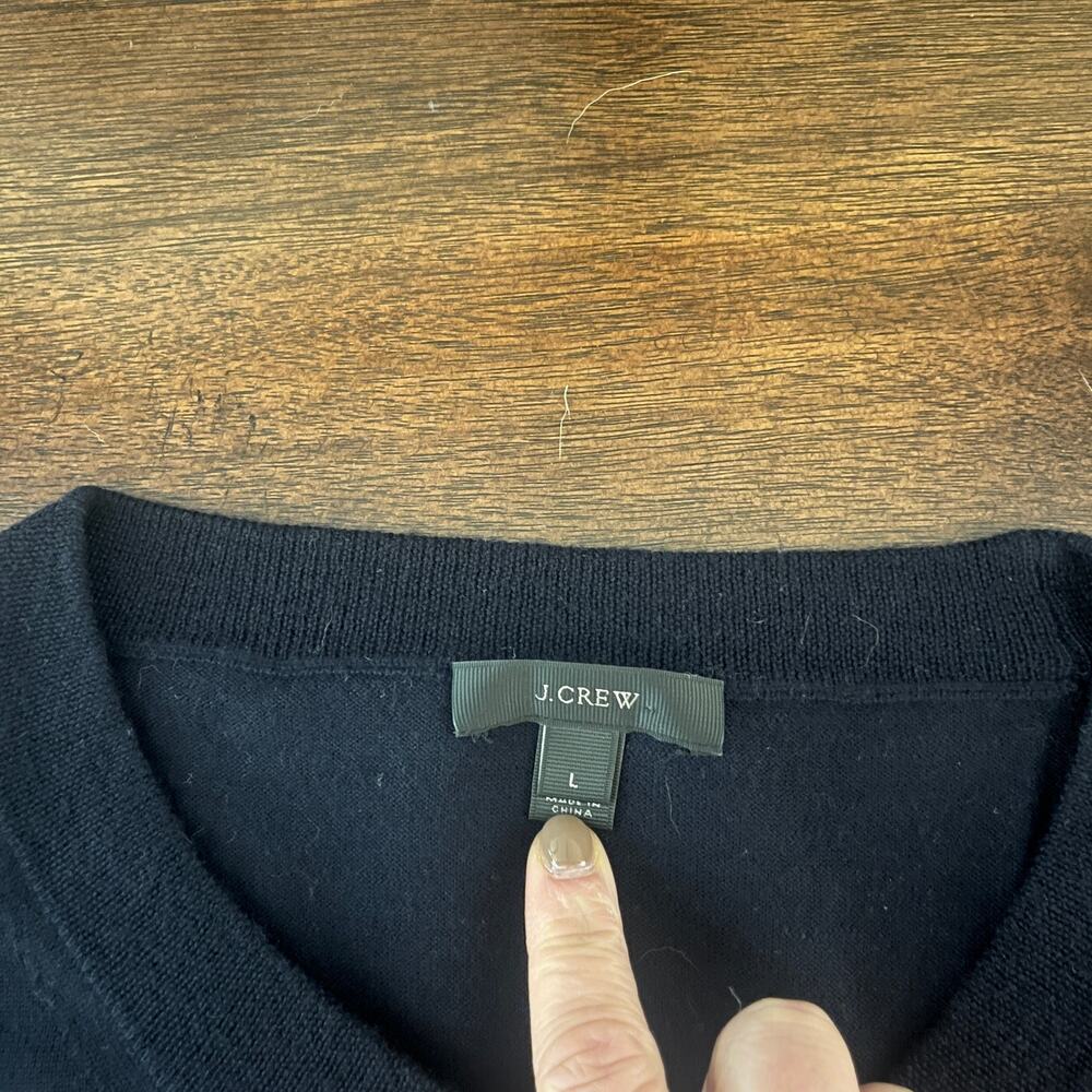J.Crew Sweater Tippi 100% Merino Wool Knit Crewneck Pullover Navy Blue Large - Picture 8 of 13